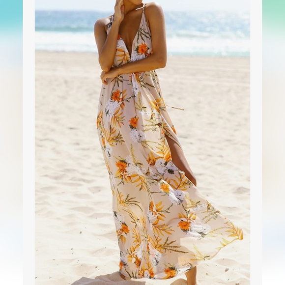 WOMENS SUMMER OPEN BACK FLOWER DRESS SIZE SMALL - Picture 3 of 10